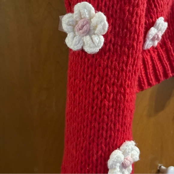 Red Floral Knit Sweater - Picture 4 of 4